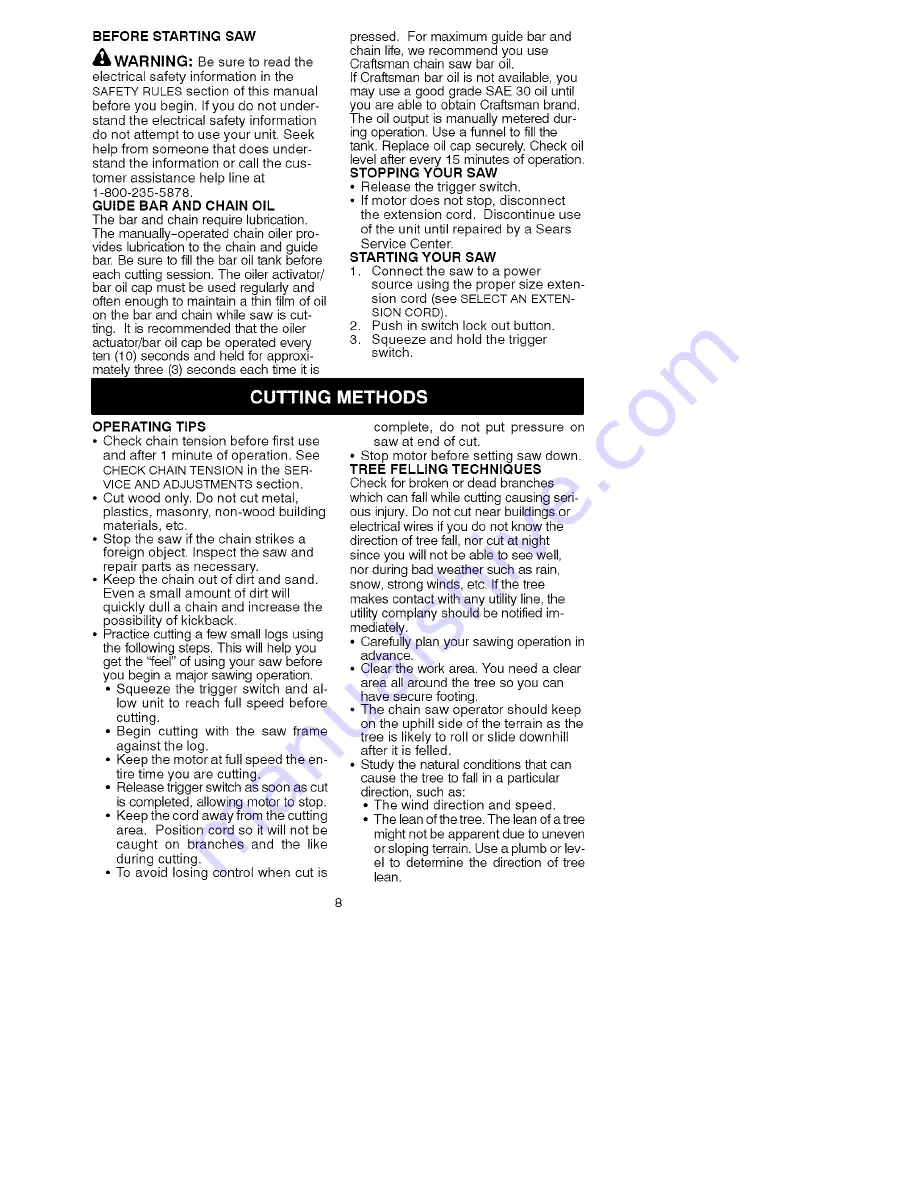 Craftsman 358.341040 Operator'S Manual Download Page 8