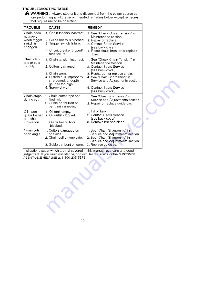 Craftsman 358.341151 Operator'S Manual Download Page 16