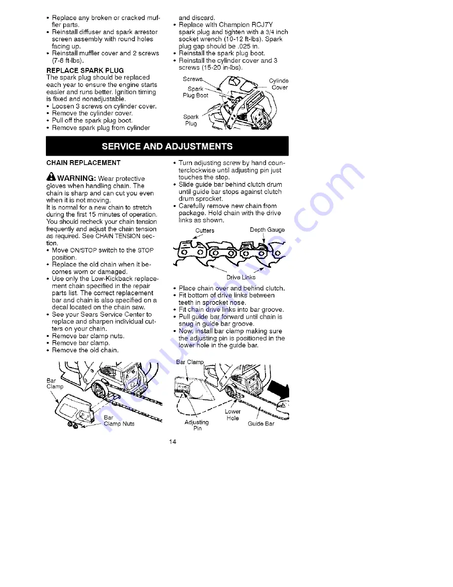 Craftsman 358.350360 Operator'S Manual Download Page 14