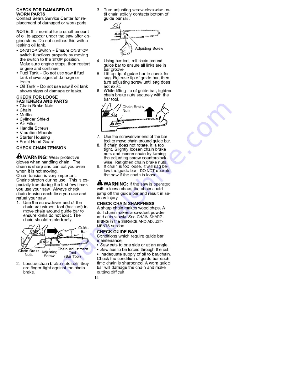 Craftsman 358.350561 Instruction Manual Download Page 14