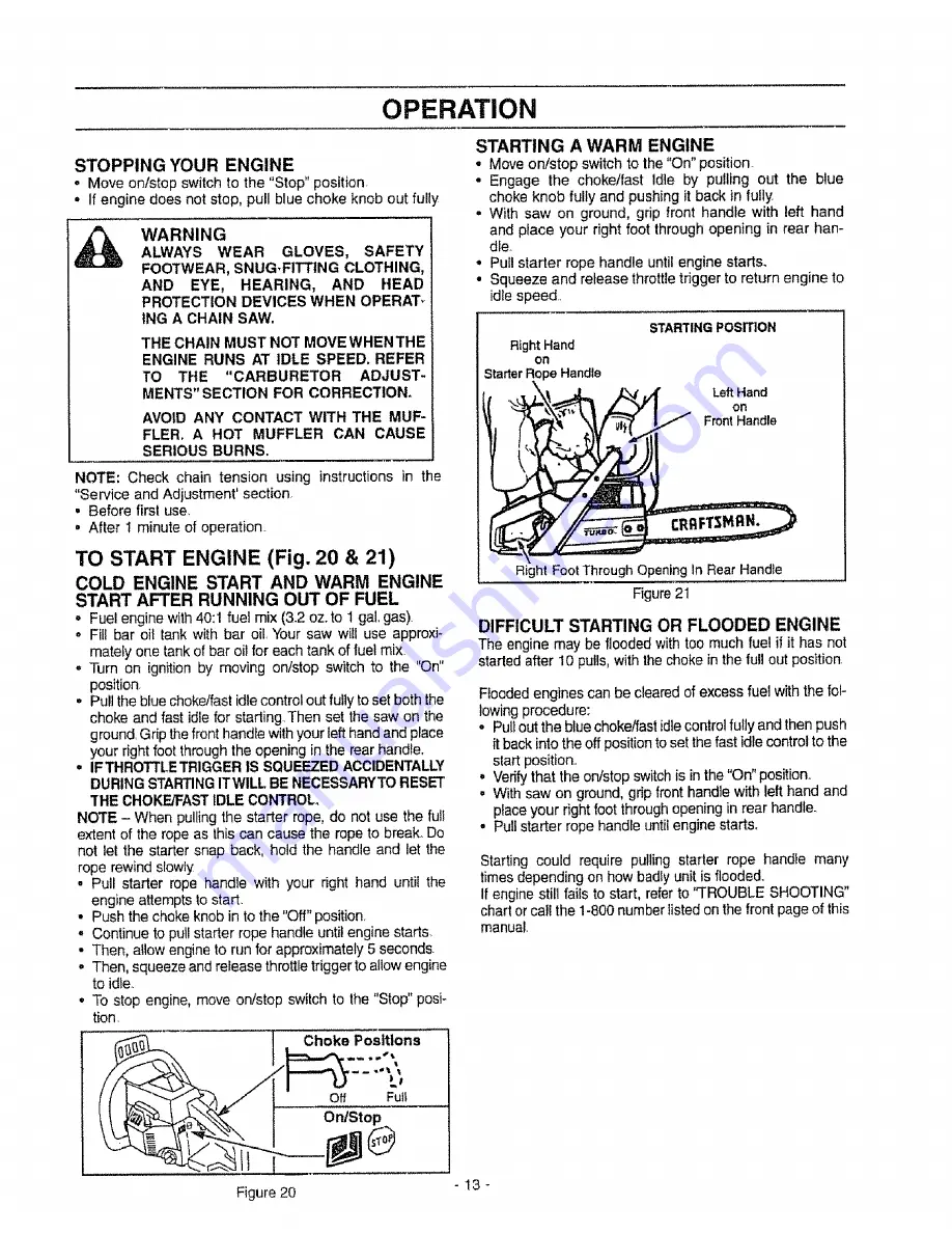 Craftsman 358.351191 Operator'S Manual Download Page 13