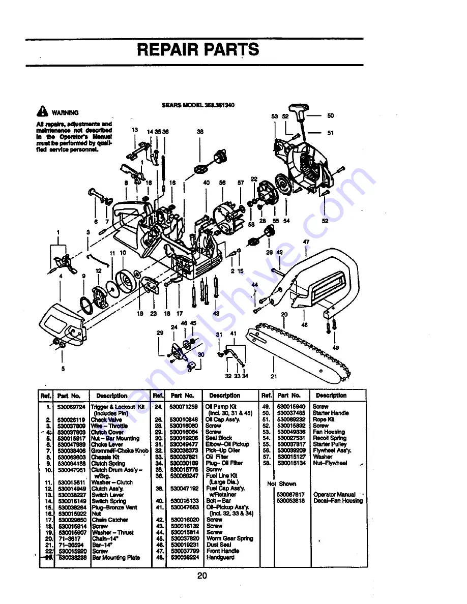 Craftsman 358.351340 Operator'S Manual Download Page 20