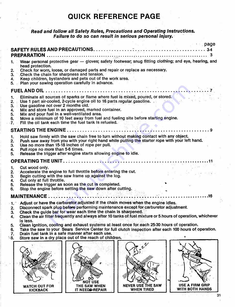 Craftsman 358.354831 Owner'S Manual Download Page 31