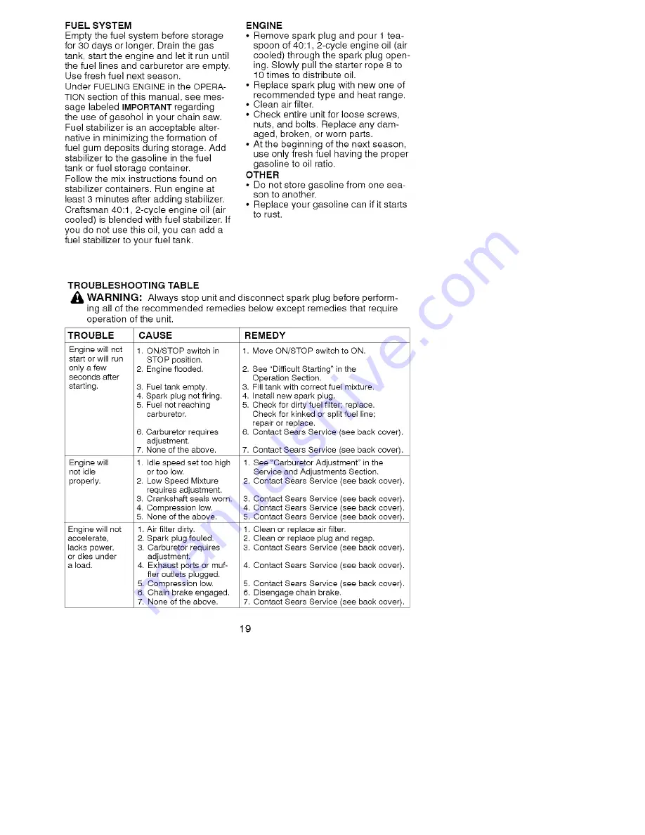 Craftsman 358.360681 Operator'S Manual Download Page 19