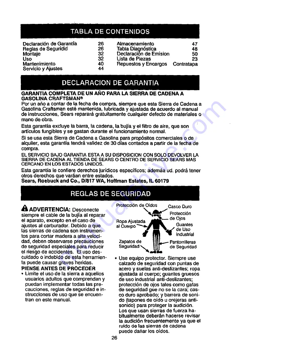 Craftsman 358.360850 Instruction Manual Download Page 26