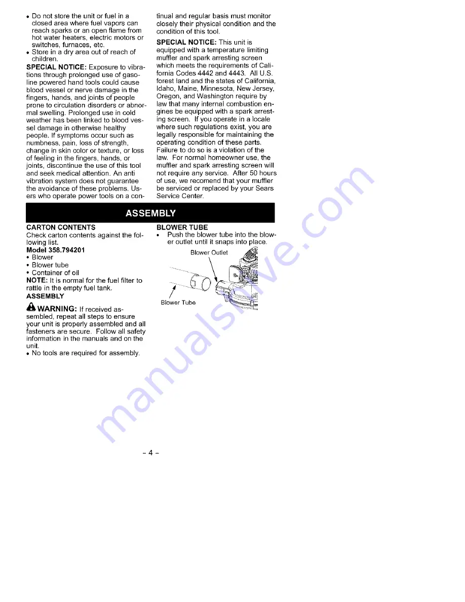 Craftsman 358.794201 Instruction Manual Download Page 4