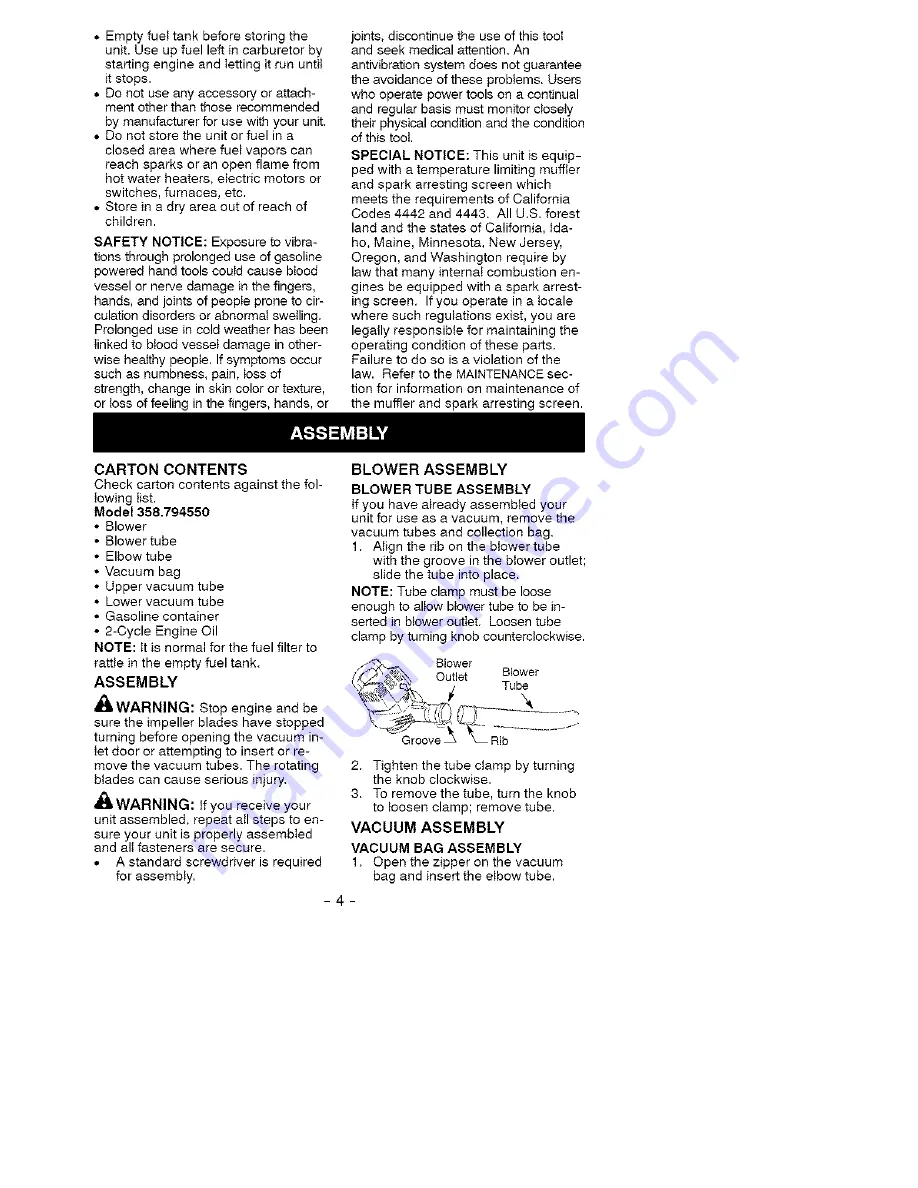 Craftsman 358.794550 Instruction Manual Download Page 4