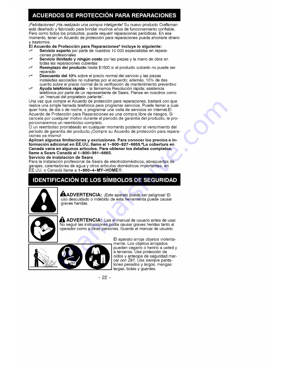 Craftsman 358.794600 Operator'S Manual Download Page 22