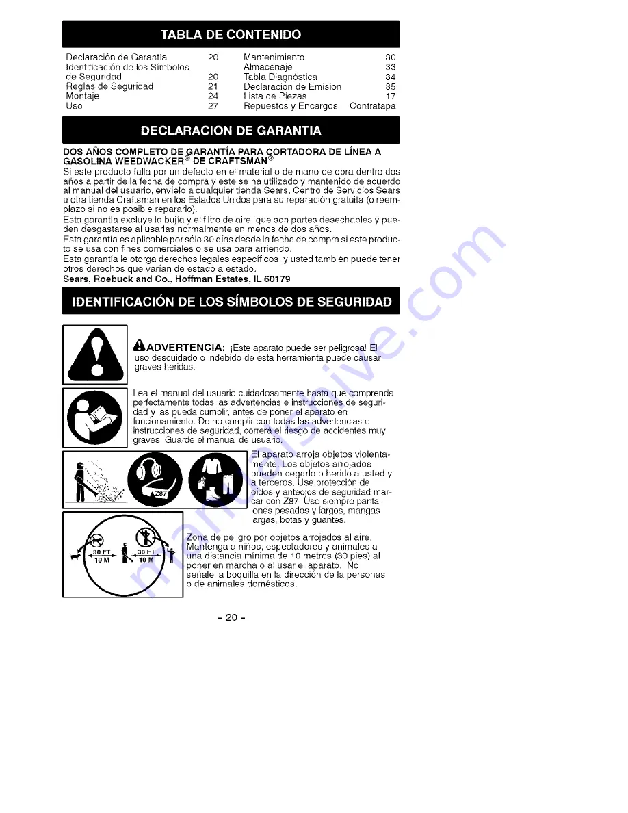 Craftsman 358.794761 Operator'S Manual Download Page 20