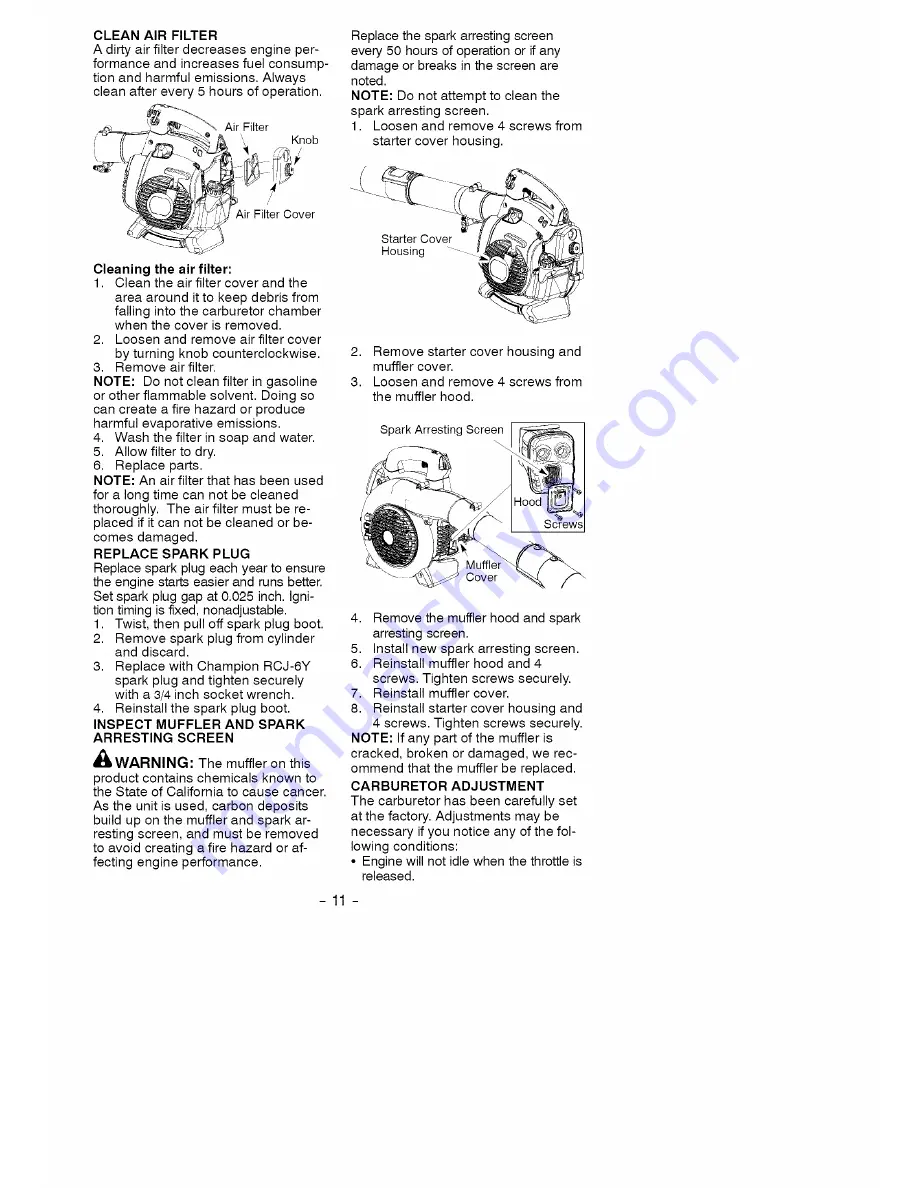 Craftsman 358.794811 Operator'S Manual Download Page 11