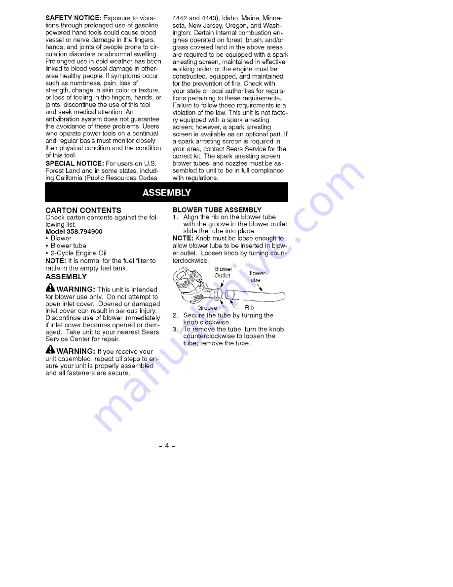 Craftsman 358.794900 Instruction Manual Download Page 4