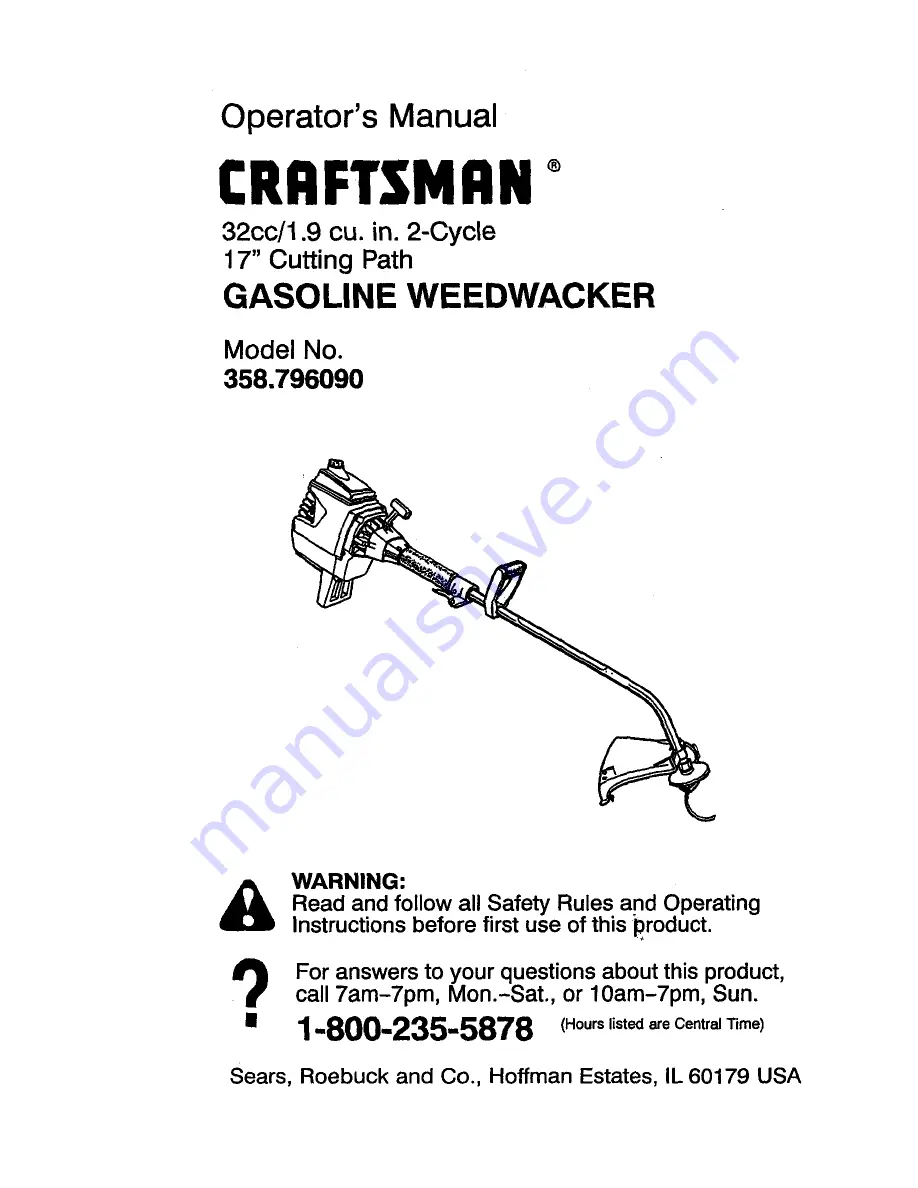 Craftsman 358.796090 Operator'S Manual Download Page 1