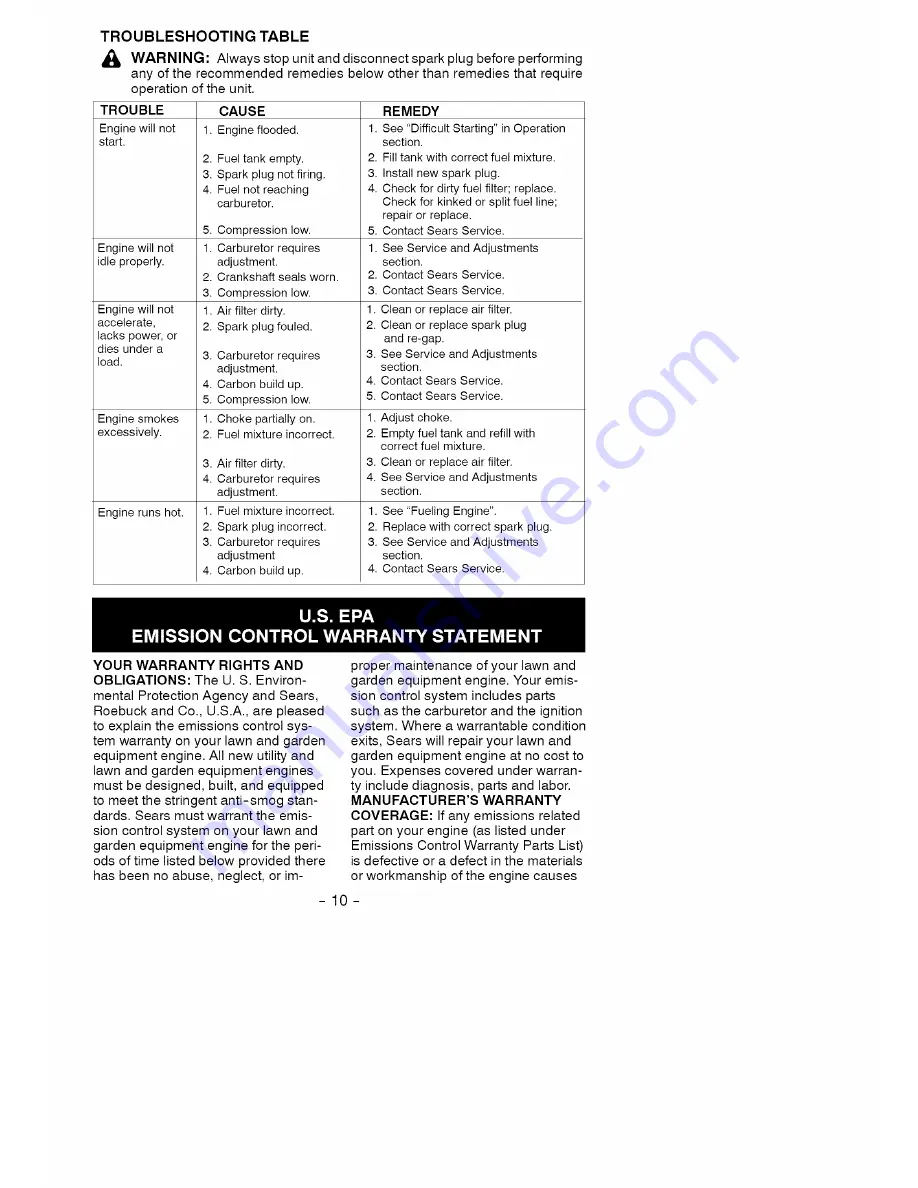 Craftsman 358.797203 Instruction Manual Download Page 10