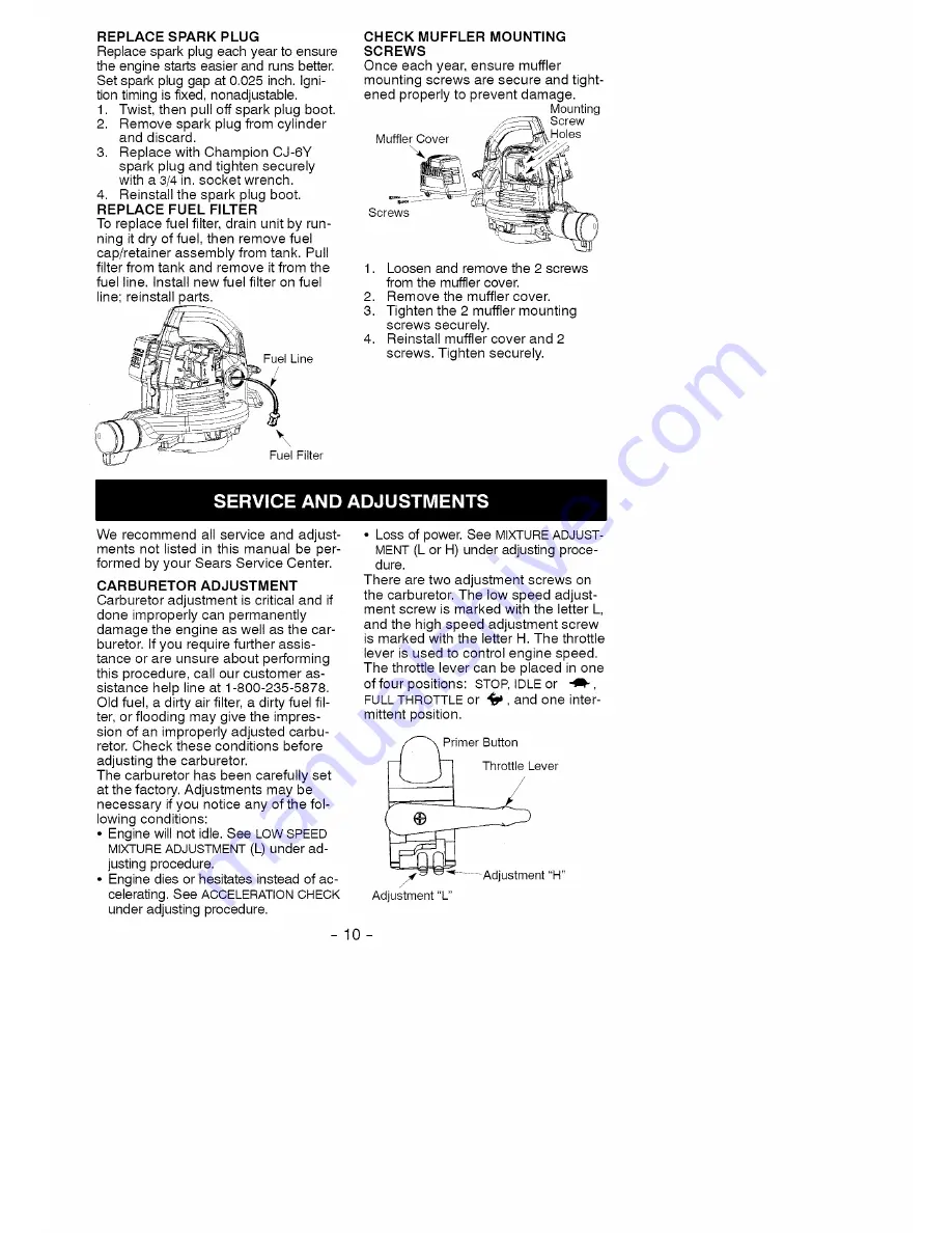 Craftsman 358.797300 Instruction Manual Download Page 10