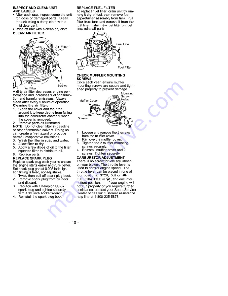 Craftsman 358.797342 Скачать руководство пользователя страница 10