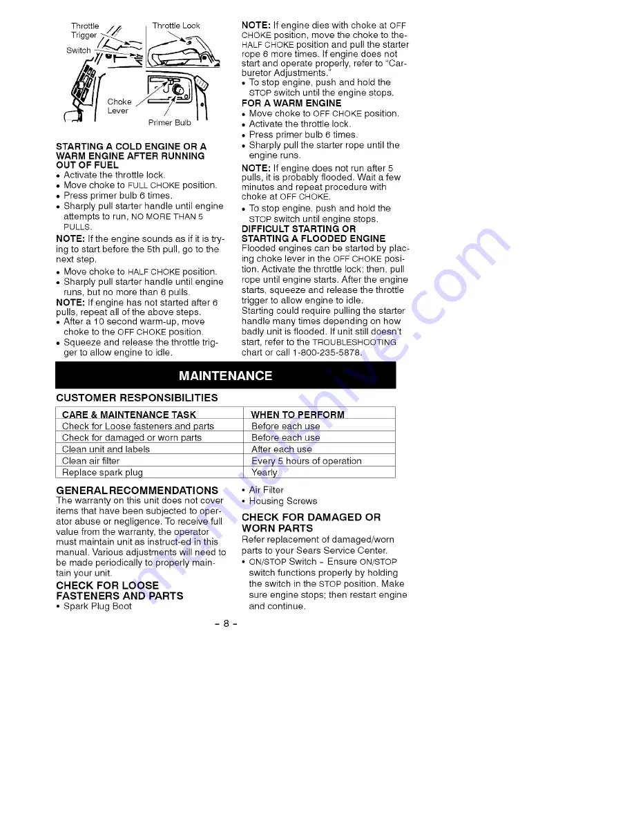 Craftsman 358.797770 Operator'S Manual Download Page 8