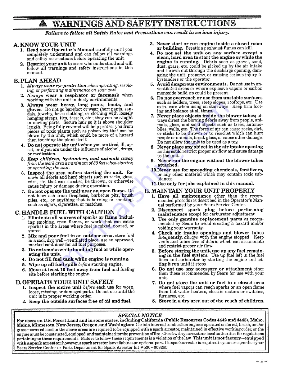 Craftsman 358.797910 Operator'S Manual Download Page 3