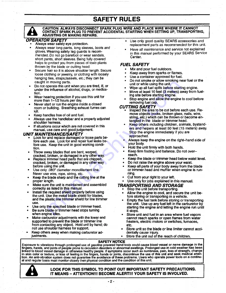 Craftsman 358.798470 Operator'S Manual Download Page 2