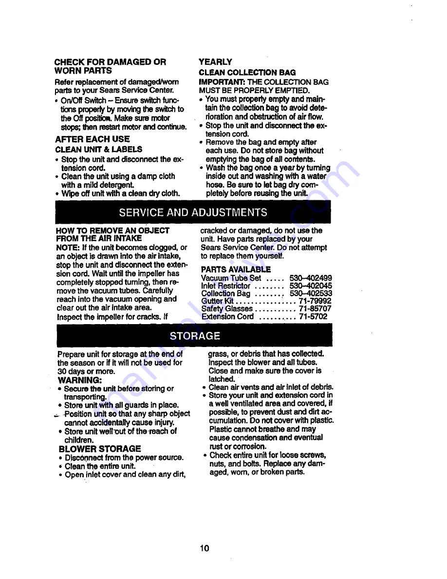 Craftsman 358.799370 Operator'S Manual Download Page 10