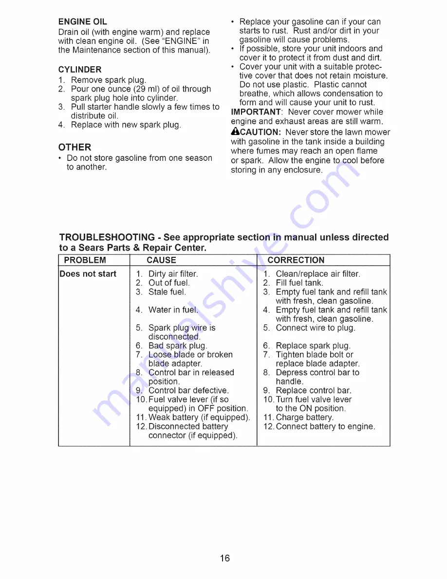 Craftsman 38902 Owner'S Manual Download Page 16