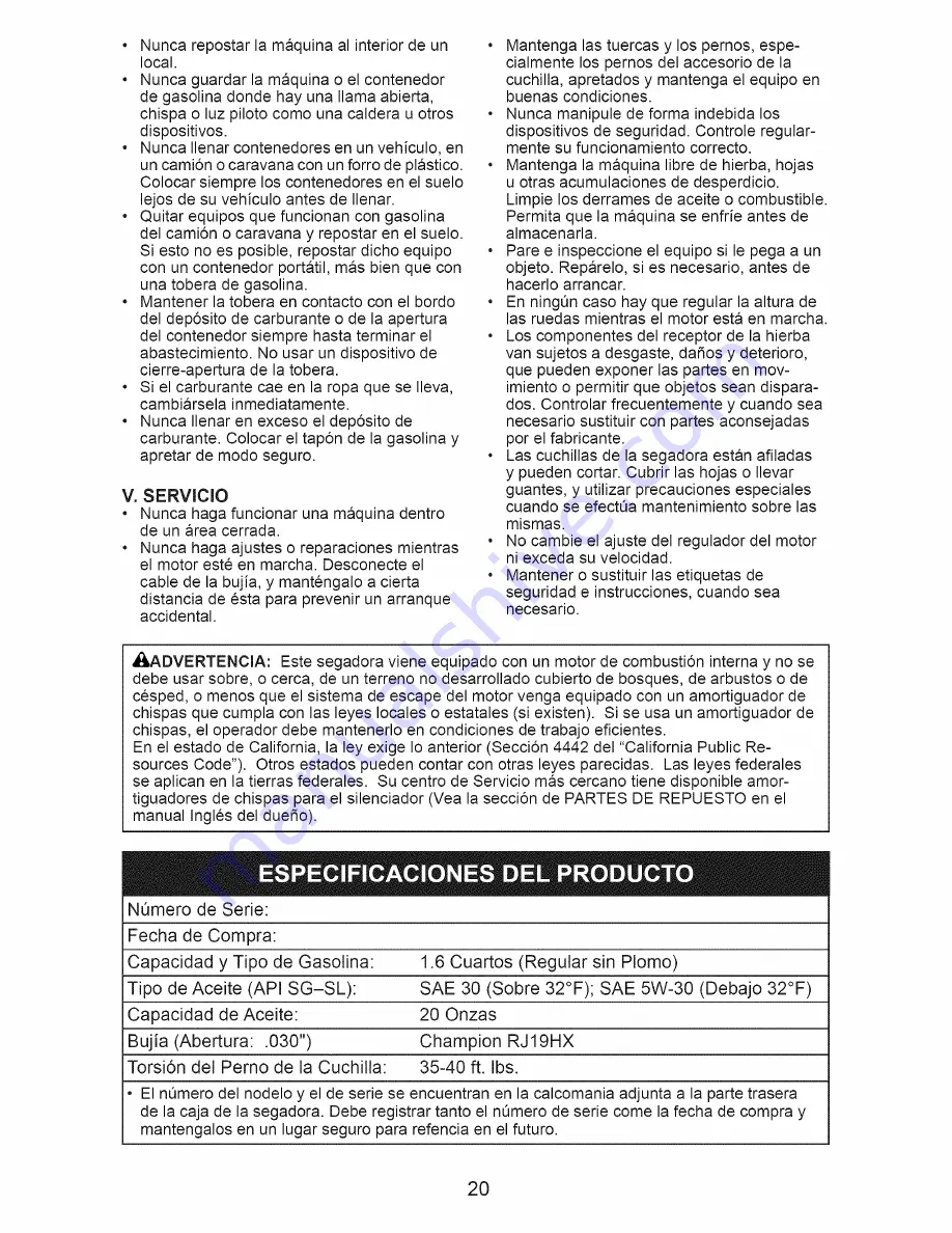 Craftsman 38902 Owner'S Manual Download Page 20