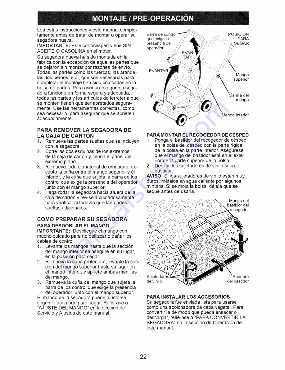 Craftsman 38905 - Rear Bag Push Lawn Mower Owner'S Manual Download Page 22