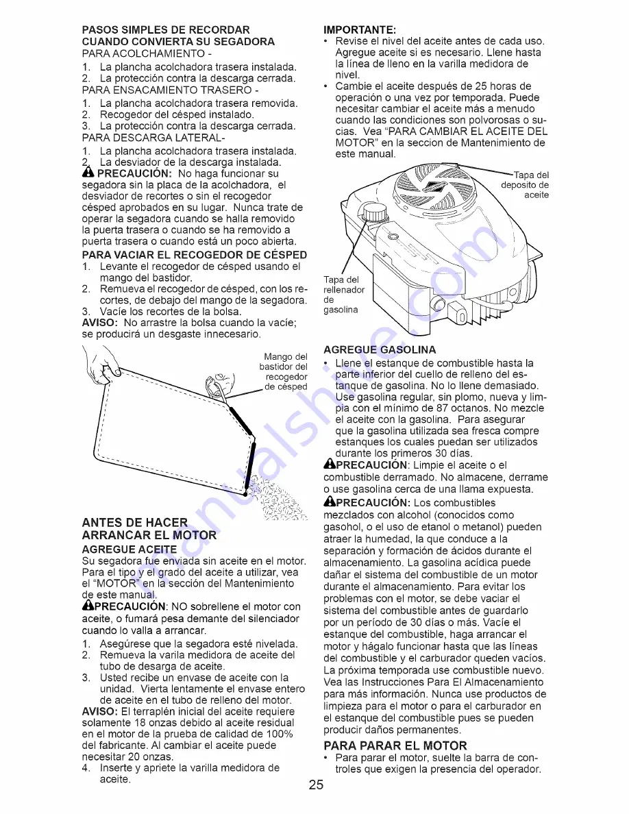 Craftsman 38905 - Rear Bag Push Lawn Mower Скачать руководство пользователя страница 25