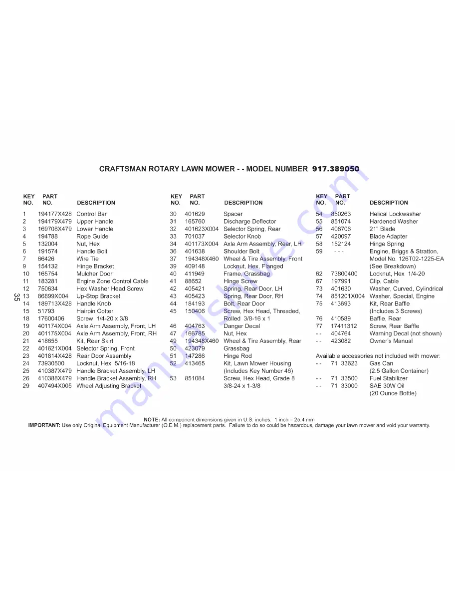 Craftsman 38905 - Rear Bag Push Lawn Mower Owner'S Manual Download Page 35