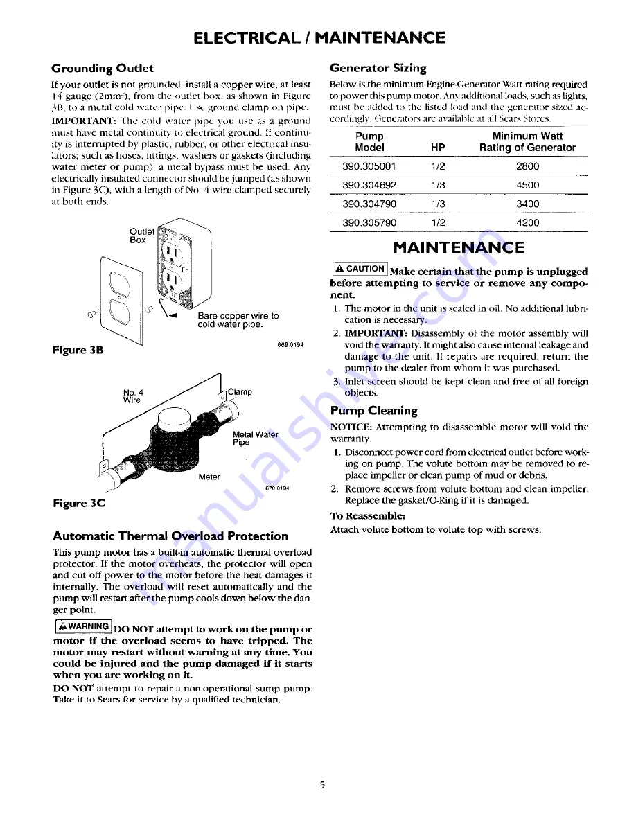 Craftsman 390.304692 Owner'S Manual Download Page 5