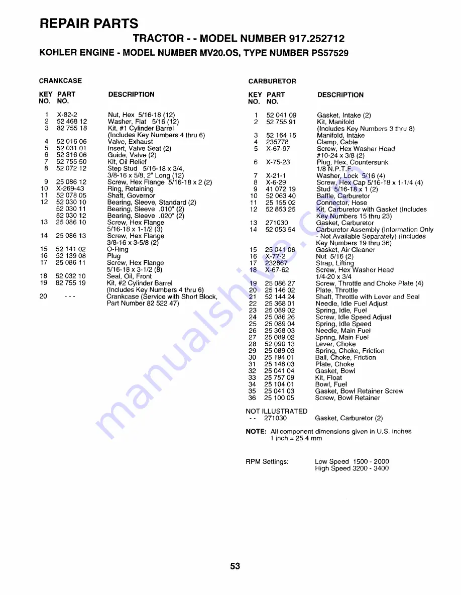 Craftsman 3One 917.252712 Owner'S Manual Download Page 53