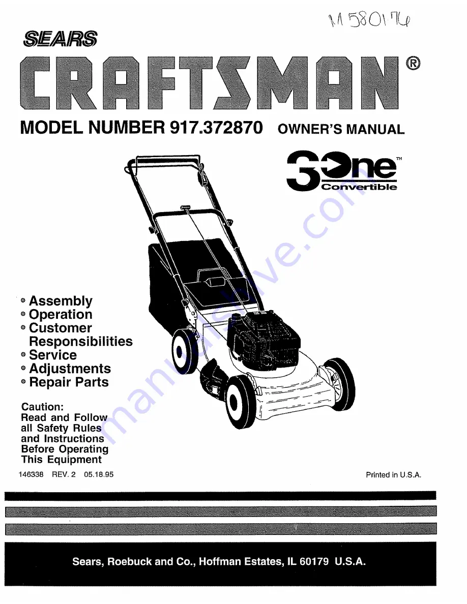 Craftsman 3One 917.372870 Owner'S Manual Download Page 1