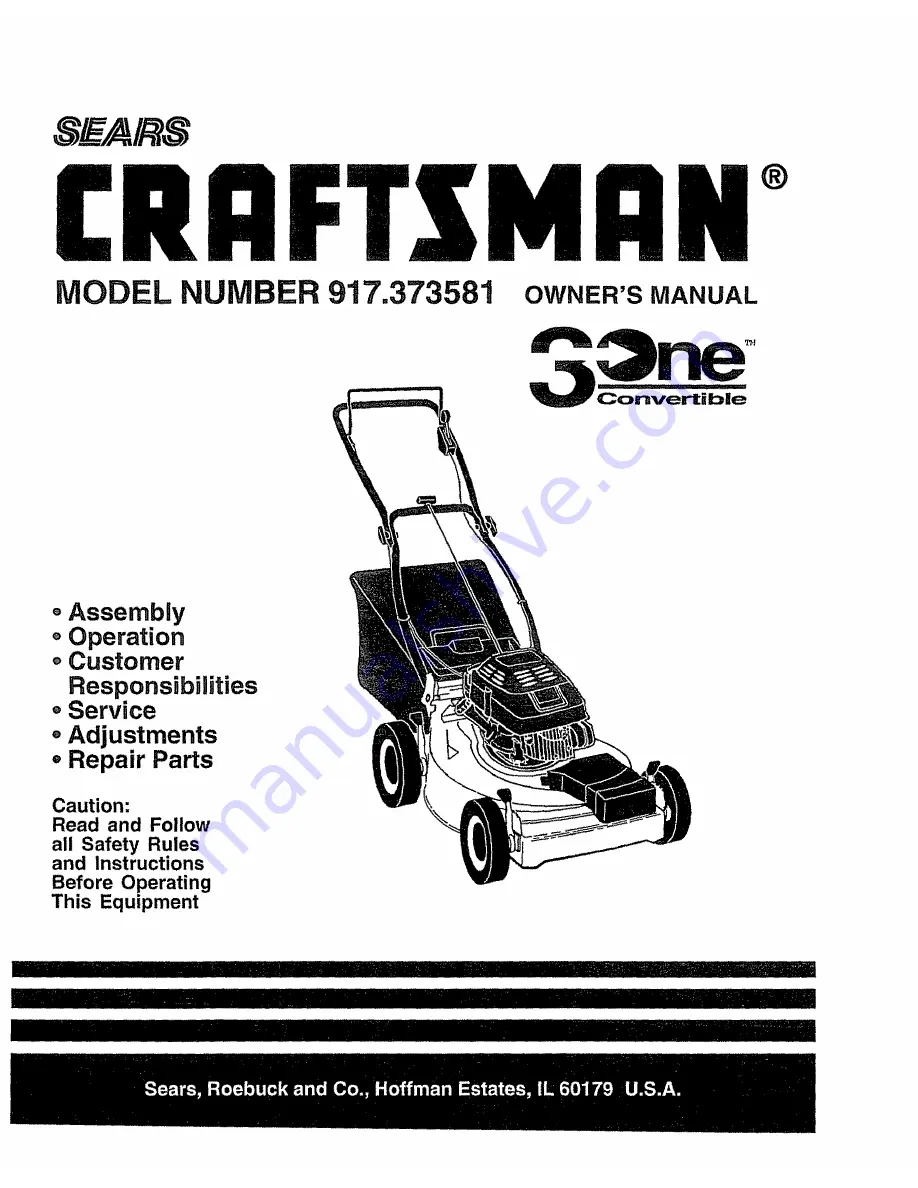 Craftsman 3One 917.373581 Owner'S Manual Download Page 1