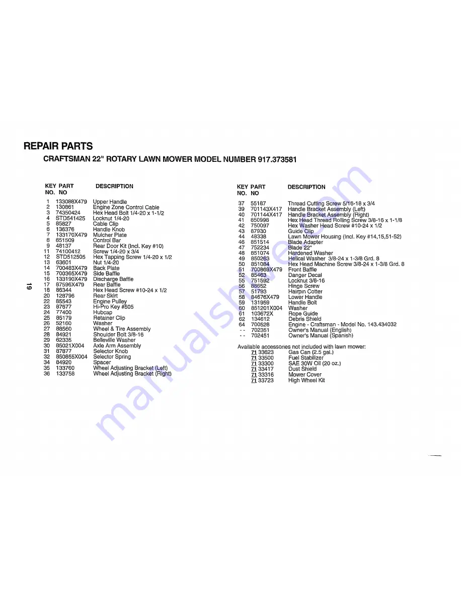 Craftsman 3One 917.373581 Owner'S Manual Download Page 19