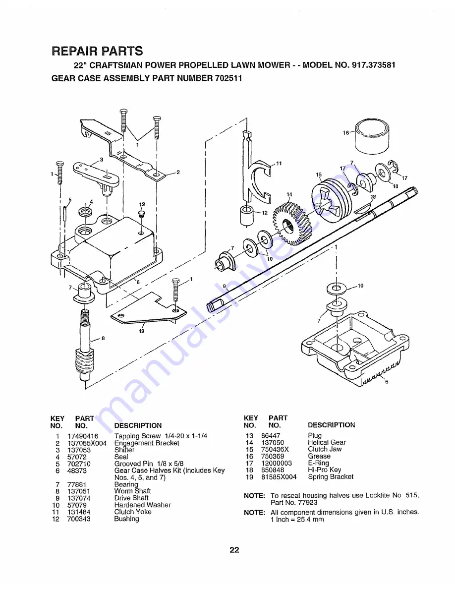 Craftsman 3One 917.373581 Owner'S Manual Download Page 22