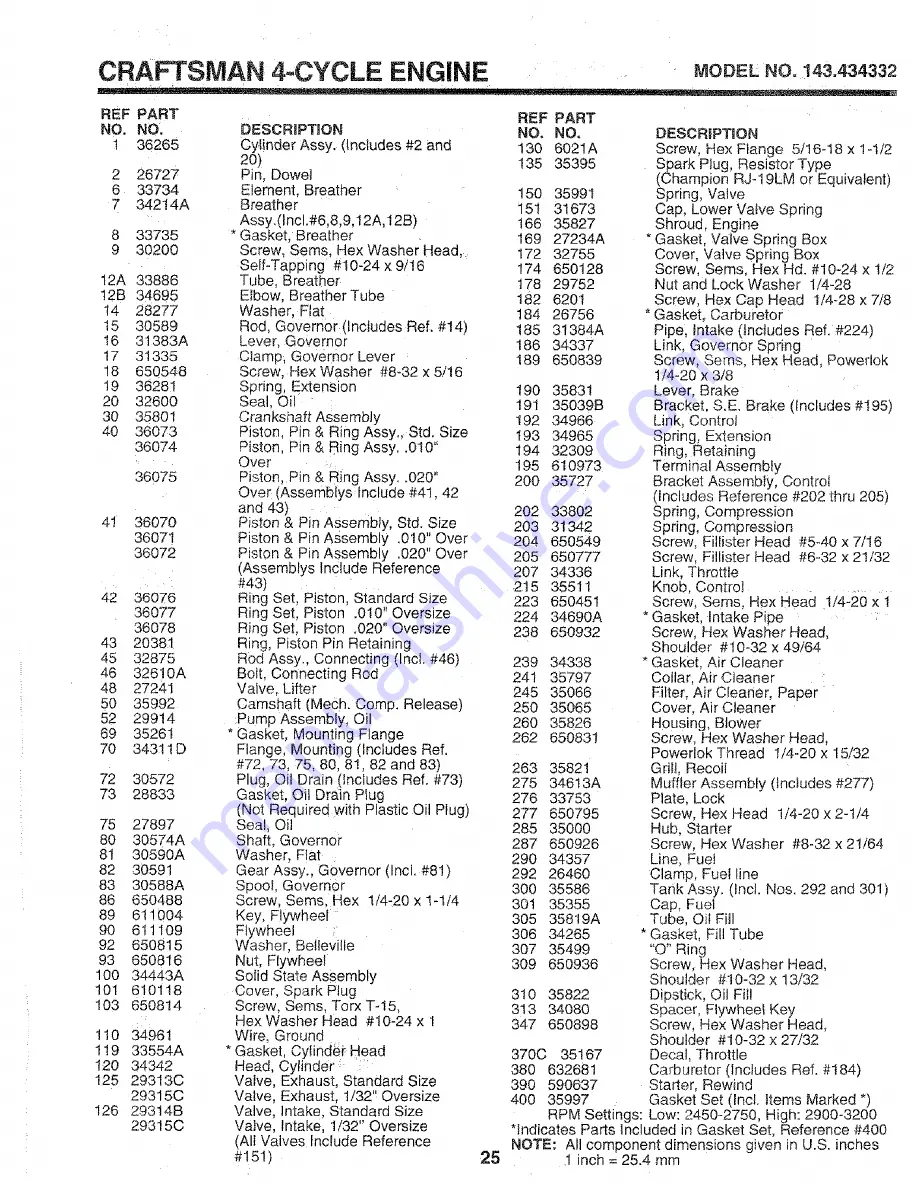 Craftsman 3One 917.373680 Owner'S Manual Download Page 25