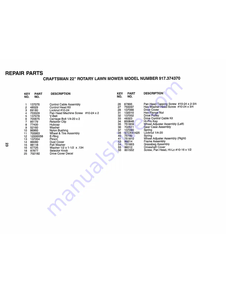 Craftsman 3One 917.374370 Owner'S Manual Download Page 23