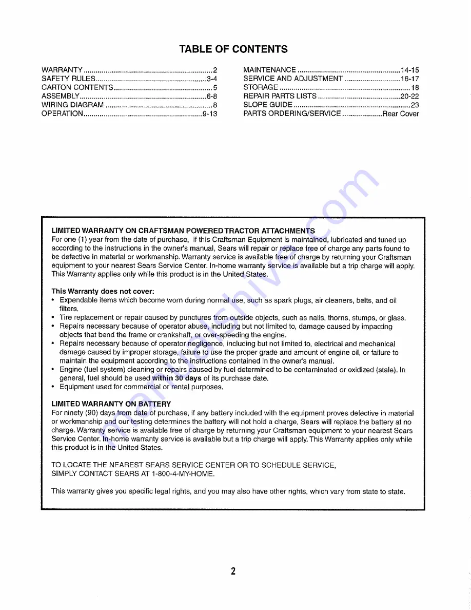 Craftsman 486.243294 Owner'S Manual Download Page 2