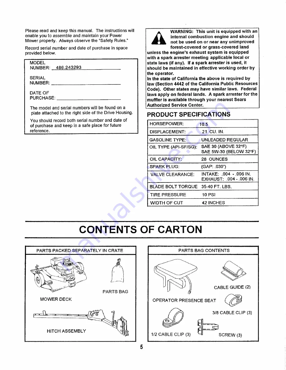 Craftsman 486.243294 Скачать руководство пользователя страница 5