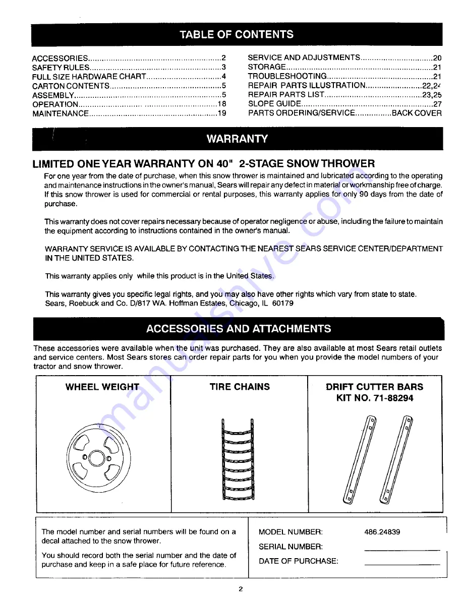 Craftsman 486.24839 Скачать руководство пользователя страница 2