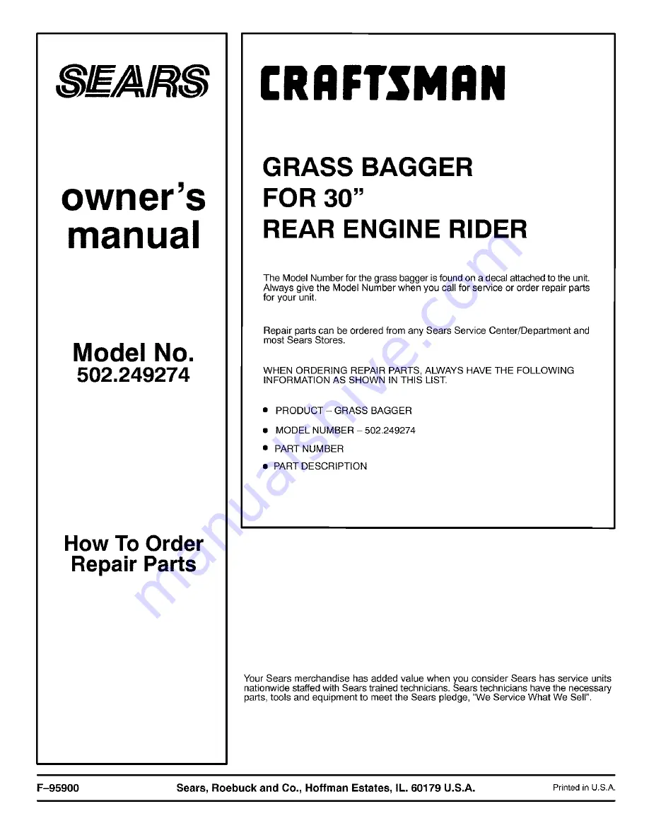 Craftsman 502.249274 Owner'S Manual Download Page 20