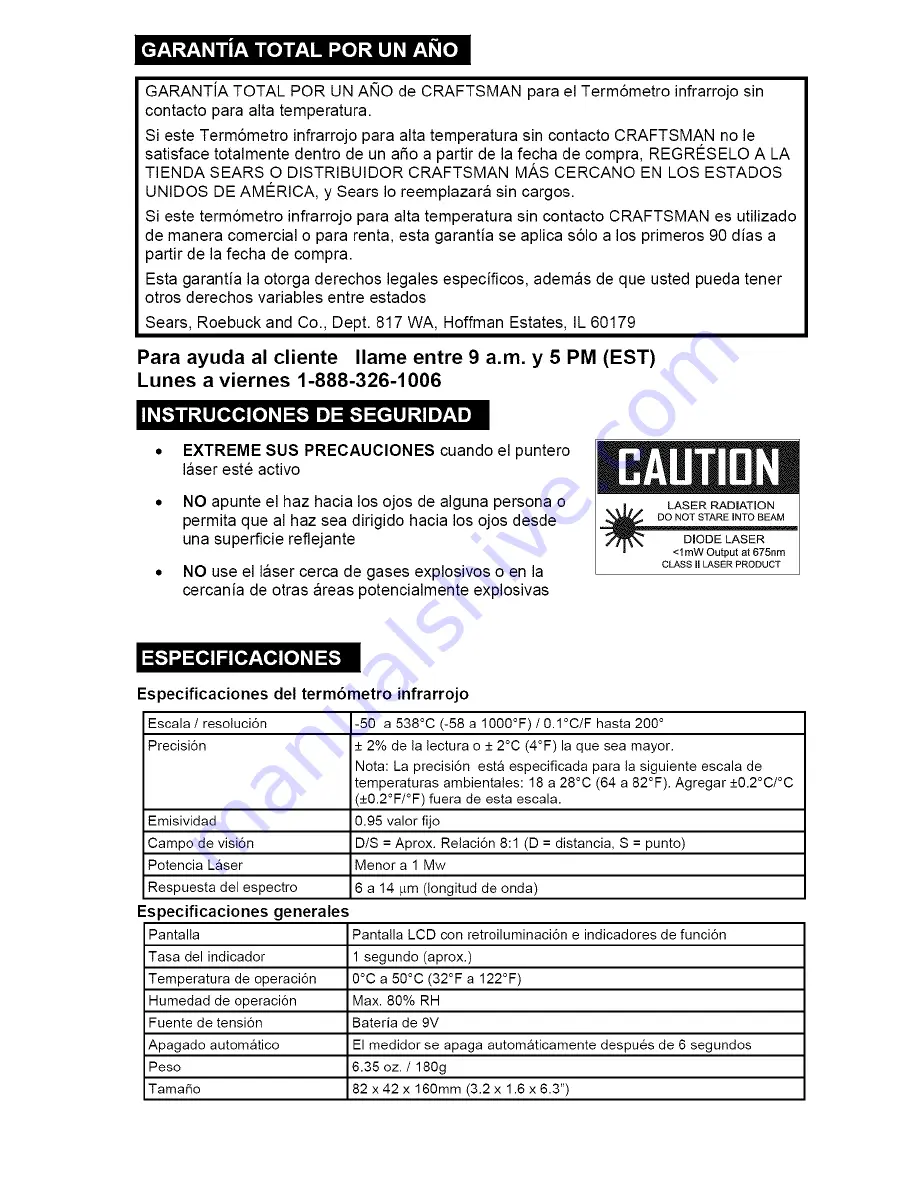 Craftsman 50466 Owner'S Manual Download Page 6