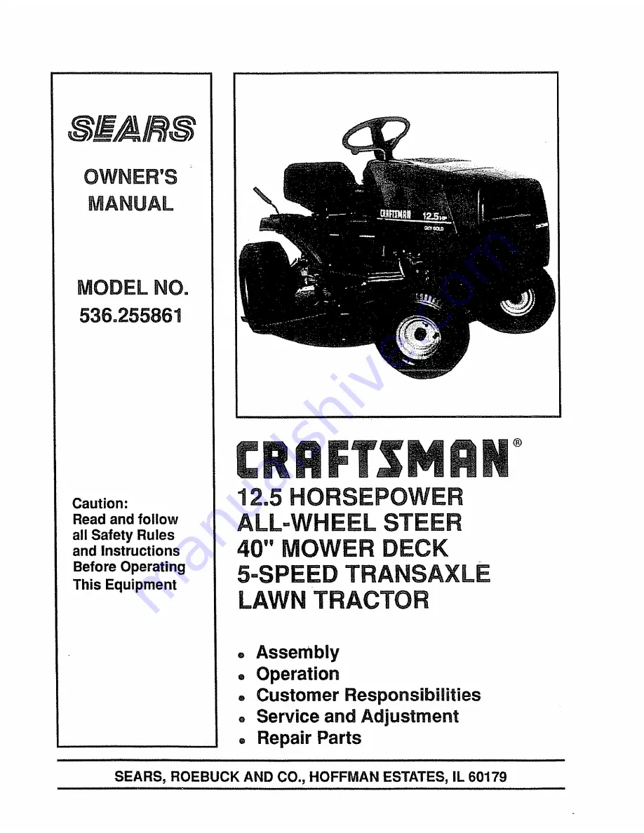 Craftsman 536.255861 Owner'S Manual Download Page 1