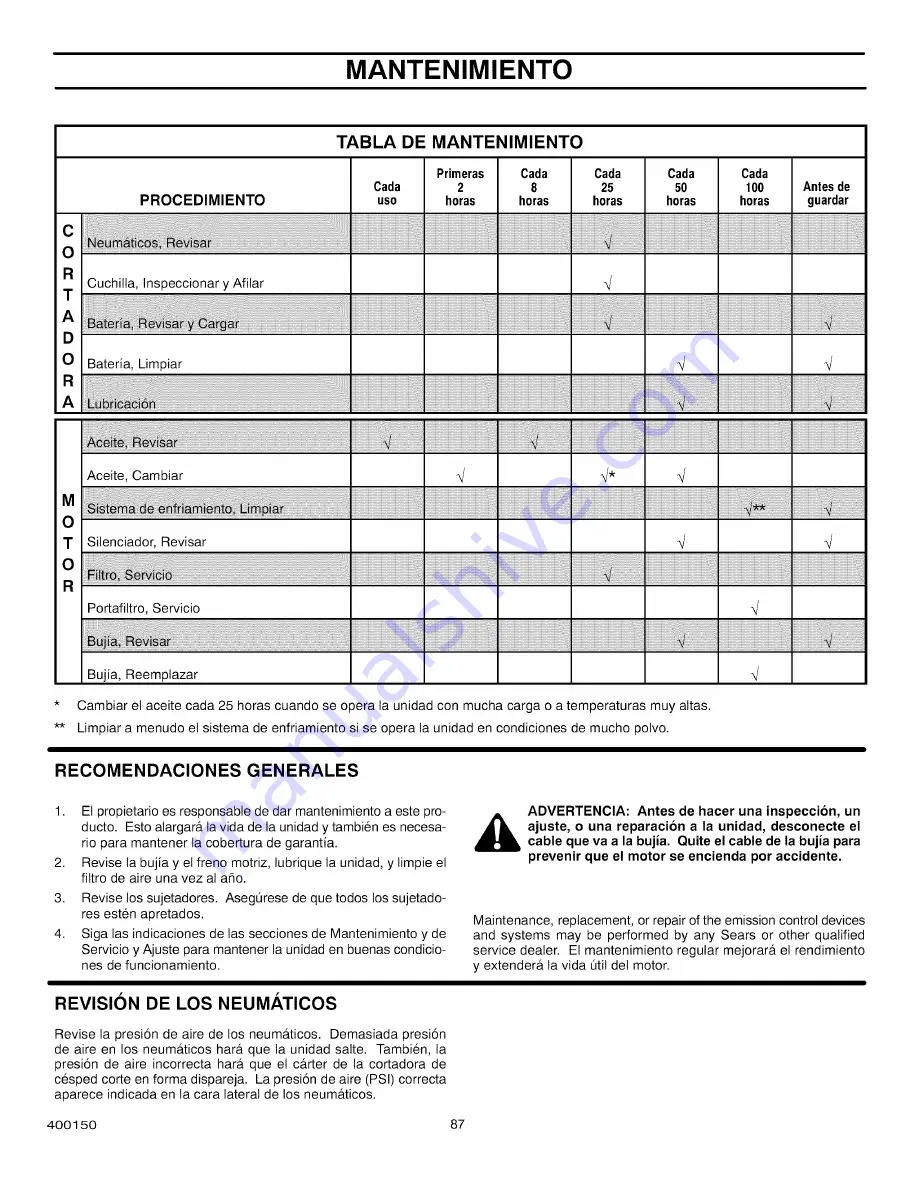 Craftsman 536.270321 Operator'S Manual Download Page 87