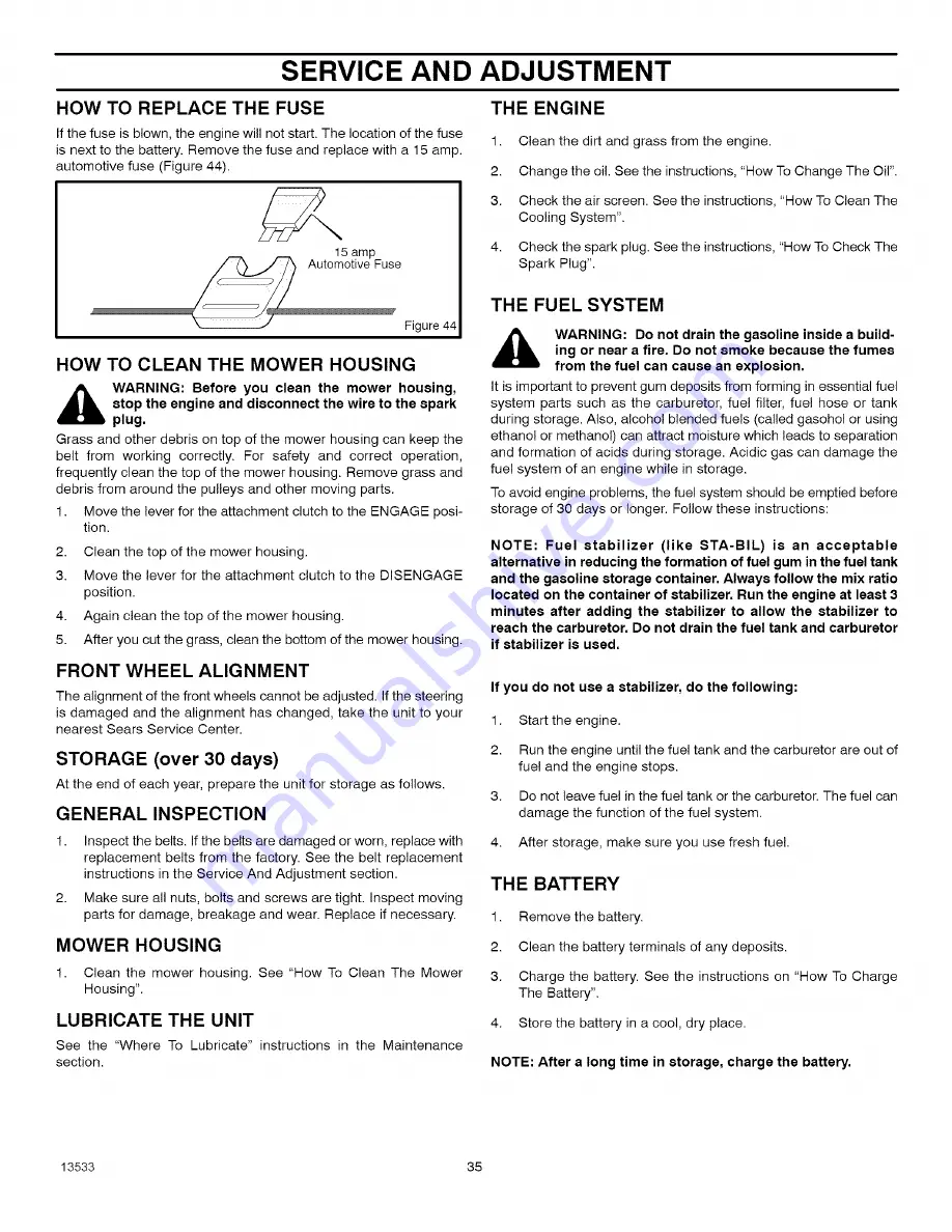 Craftsman 536.270340 Operator'S Manual Download Page 35