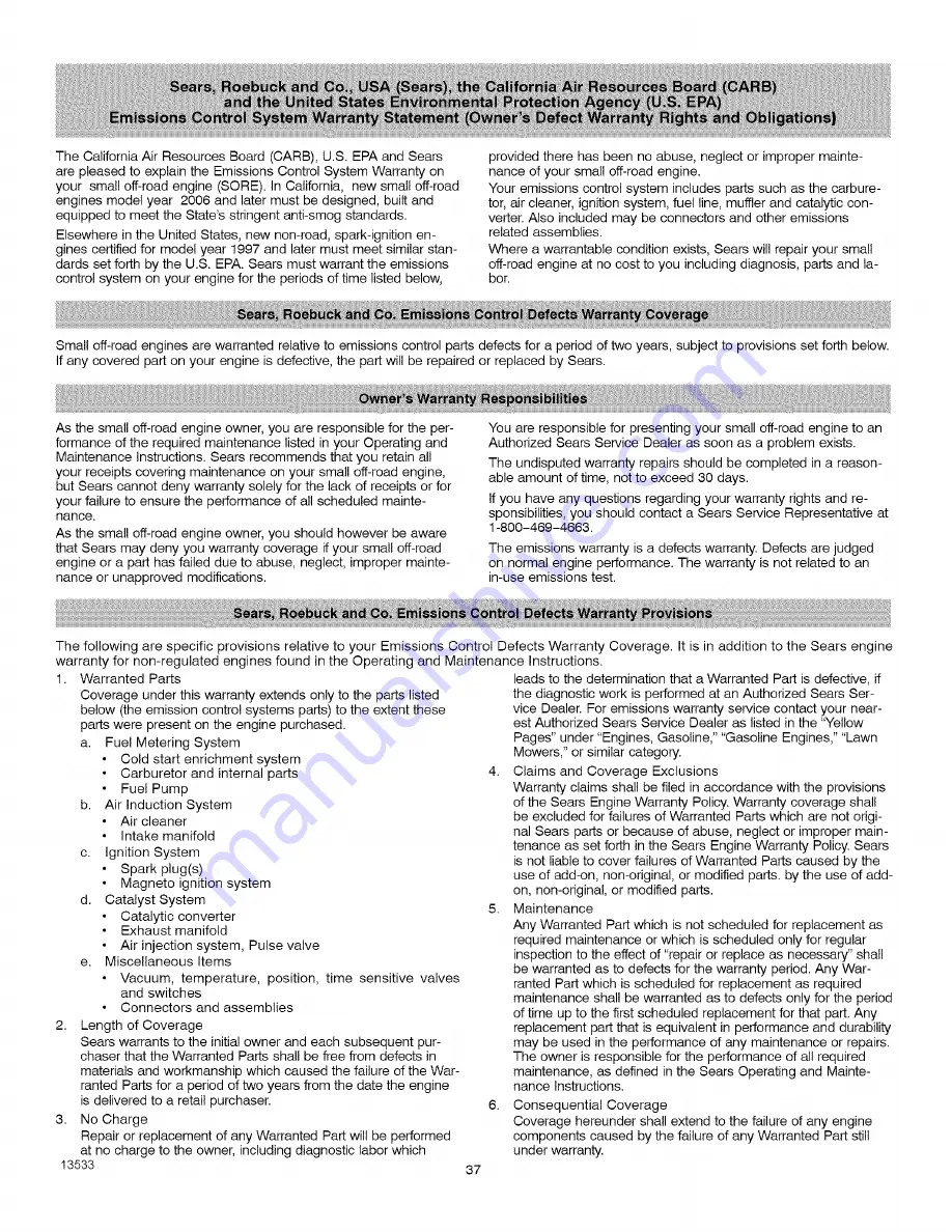 Craftsman 536.270340 Operator'S Manual Download Page 37