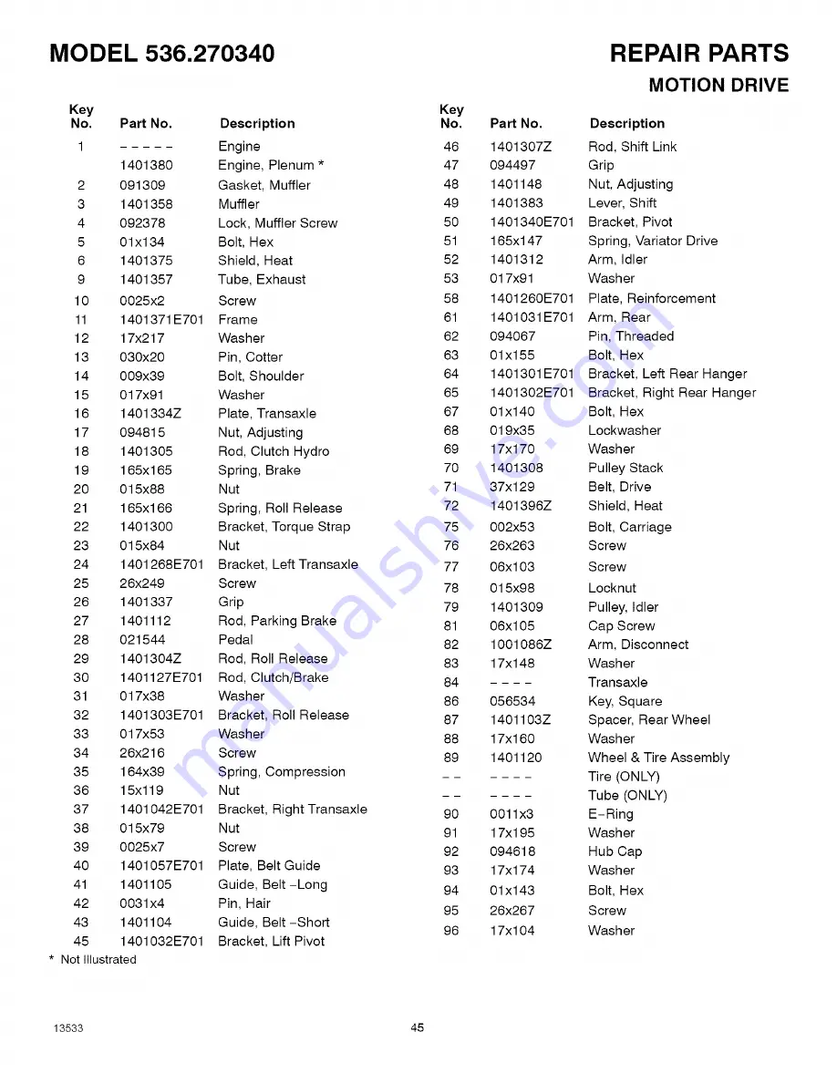 Craftsman 536.270340 Operator'S Manual Download Page 45