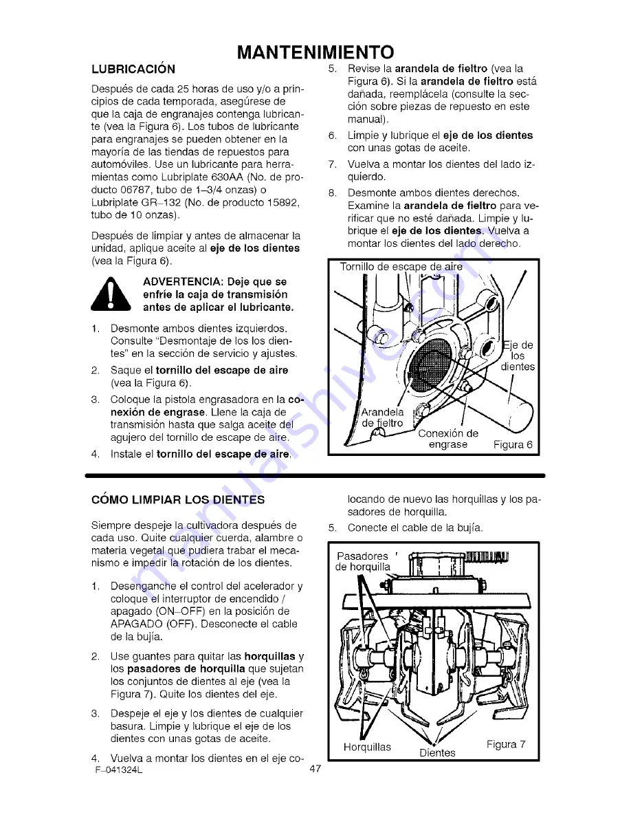 Craftsman 536.292524 Operator'S Manual Download Page 47