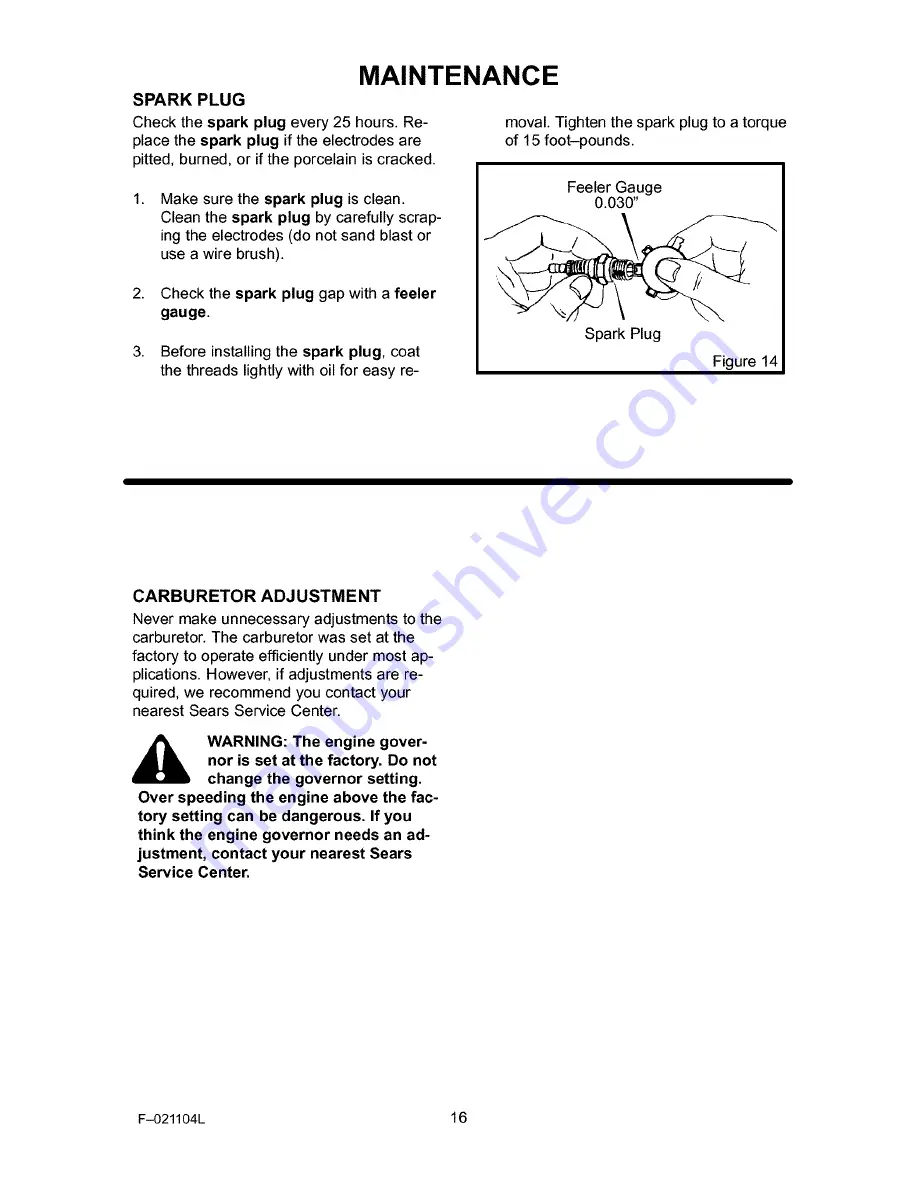 Craftsman 536.772320 Operator'S Manual Download Page 16