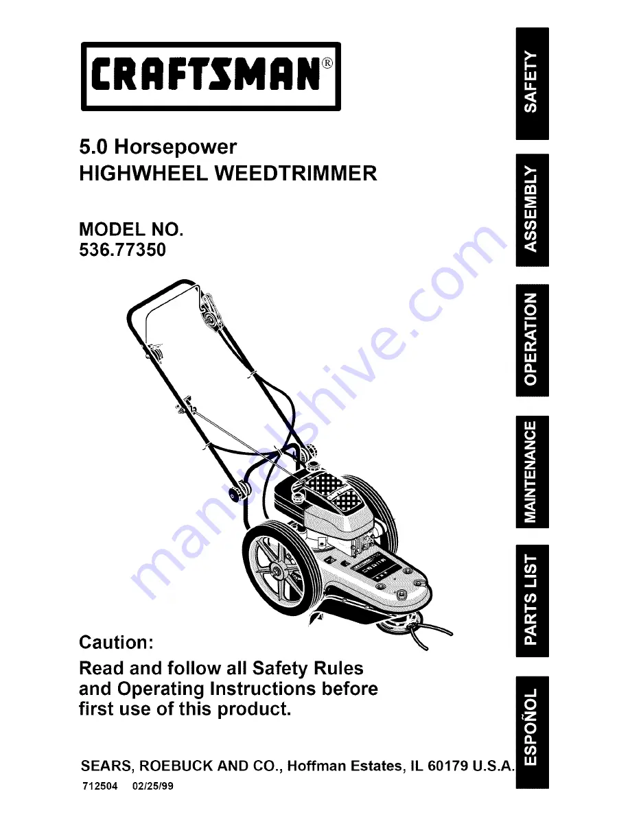 Craftsman 536.773500 Operating Instructions Manual Download Page 1