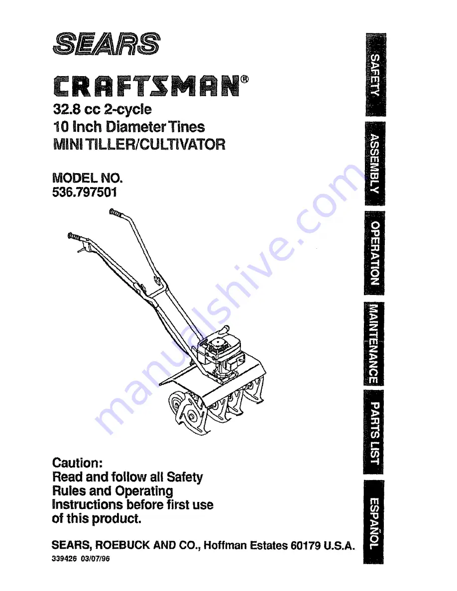 Craftsman 536.797501 Скачать руководство пользователя страница 1